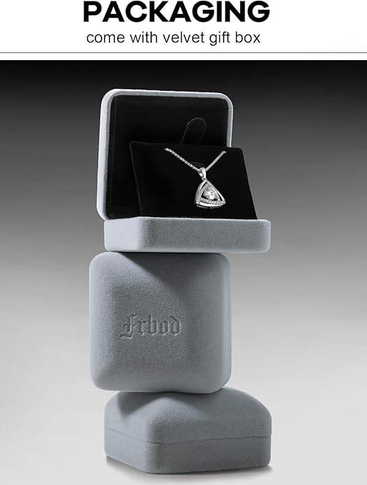 D Color 0.53ct/1.24ct/1.72ct/1.2ct Moissanite Necklace for Women Men, 925 Sterling Silver Chunky Circle/Triangle/Square Pendant, Birthday Christmas Valentines Jewelry, 16-20 Inch Box Chain Adjustable