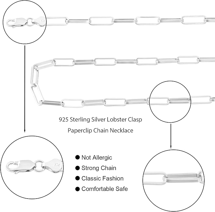 925 Sterling Silver Singapore Chain Lobster Clasp Paperclip Necklace for Women Sparkling Chain 2mm2.5mm3mm4mm5mm Gifts for Her
