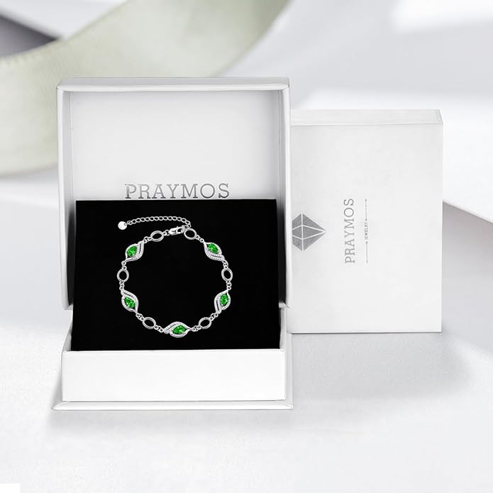 PRAYMOS Birthstone Bracelets for Women Mom Mother's Grandma Sterling Silver Women's Bracelets Birthstone Jewelry Gifts