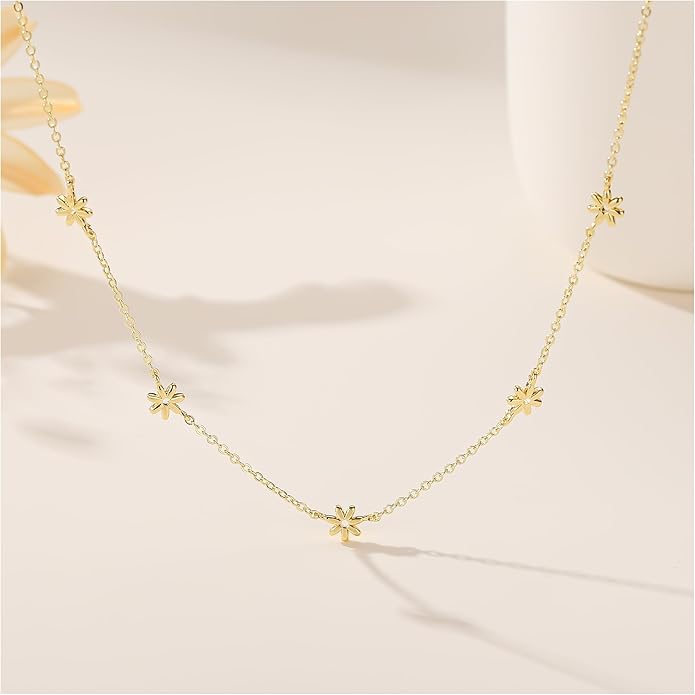 Yoosteel Dainty Gold-plated Clover Pearl Heart Butterfly Star flower Choker Necklace for Women - 14K Gold Plated Cubic Zirconia Pendant Station Necklaces for Women Teens Trendy Prom Jewelry Gifts
