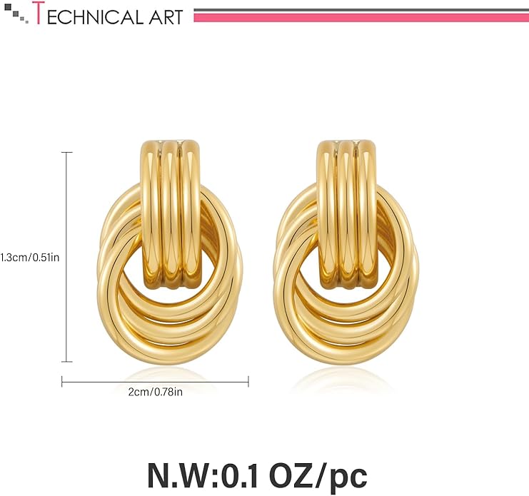 LILIE&WHITE Gold Chain Dangle Earrings - Women's Hypoallergenic Fashion Gift Earrings