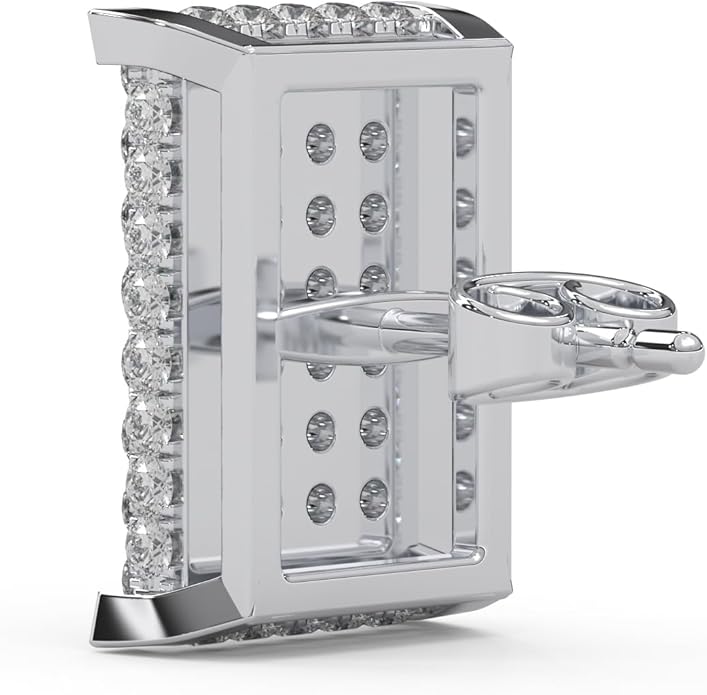 WHY SO SILVER INC 0.89 Ctw Natural Diamond Pave-Set Square Stud Earrings for Women | 925 Sterling Silver | Color I-J, Clarity I2-I3 | Fine Jewelry Gift Box Included