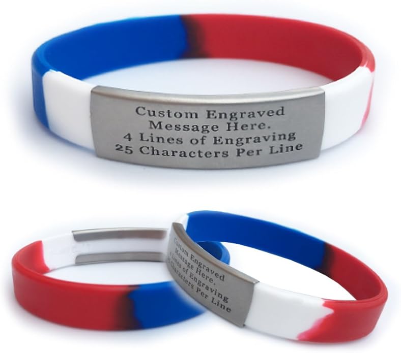 Personalized Medical Alert Bracelet for Men & Women – Custom Engraved Waterproof Silicone Wristband with Stainless Steel ID Plate – Medical ID Bracelet for Allergies, Conditions, ICE Info & Emergency Card