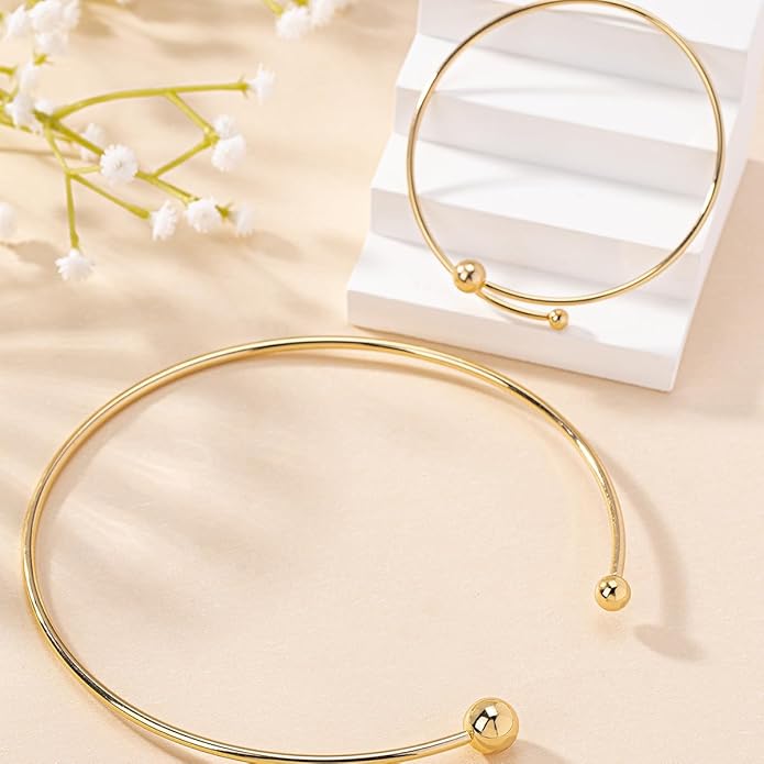 Collar Necklace for Woman Trendy Silver Choker Necklaces for Woman Statement Open Round Collar Choker Necklace