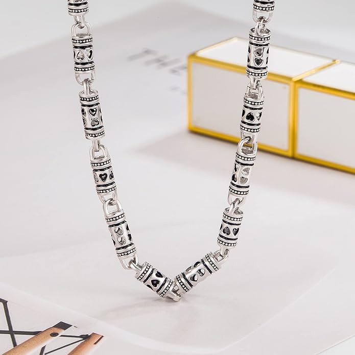 Dankadi Vintage Chic 4.5mm Curb Mens Necklace -925 Sterling Silver Cylindrical Box Chain Italy Jewelry -Neck Link Chains For Man Women 20" 22" 24" inch