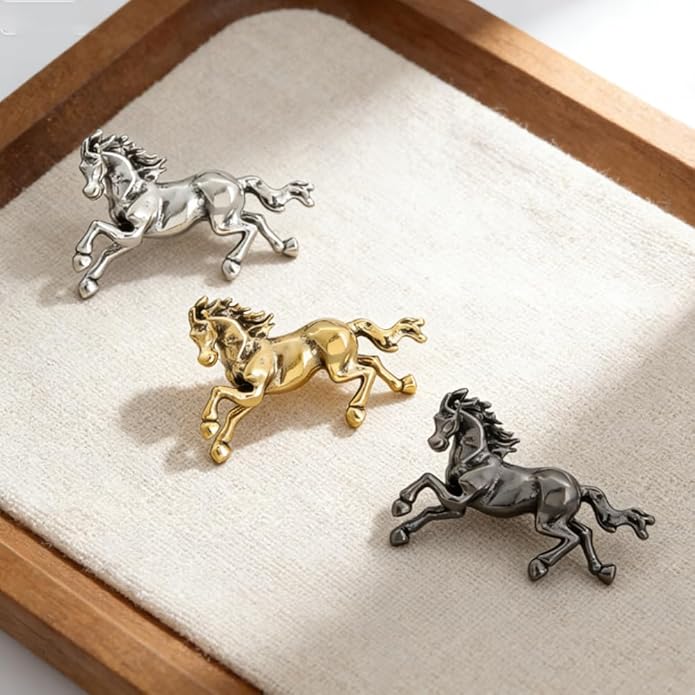 2026 New Year Of Horse Pin Brooch, Good Luck Chinese Zodiacs Horse Pins For Fashion Accessories Animal Lucky Charm Statue Feng Shui Gifts Jewelry For Women Men