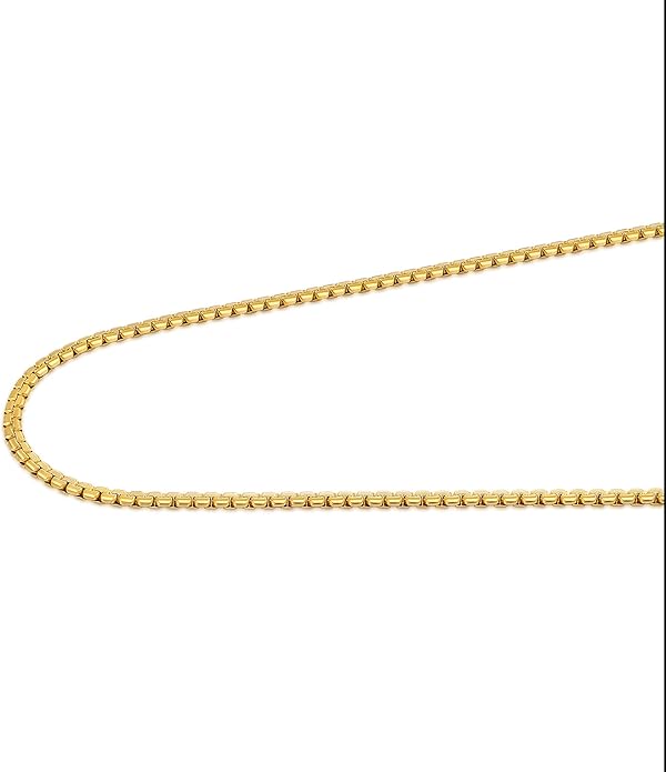 Fiusem Flat Box Chains for Men, 14k Gold Plated Stainless Steel Chain Necklace, 2.5/3/4/4.5/5mm Necklaces for Men and Women 16-28 Inch