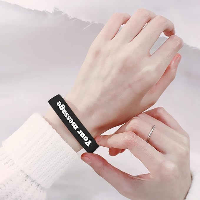 100 Pcs Custom Silicone Wristbands with Text Message, Personalized Rubber Bracelets Bulk for Events, Support, Party Gifts, Fundraisers, Motivation, Awareness
