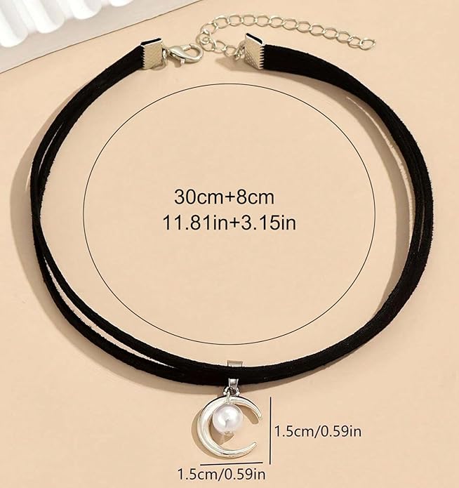 Fesciory Black Necklaces for Women, Adjustable Layered Velvet Leather Lace Collar Necklace, Goth Jewelry Gifts.