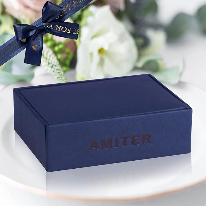 AMITER 26 Letters Tie Clip and Cufflinks for Men, Initial Tie Bar & Cuff Links Set Necktie Clip for Business, Wedding, Anniversary