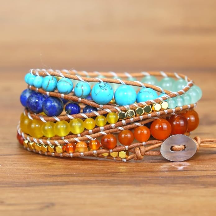 ZOSOJONA Boho Wrap Bead Bracelet for Women - Handmade Adjustable Natural Stone Beaded Bracelets Rope Yoga Healing Bracelet Bangle Hippie Jewelry