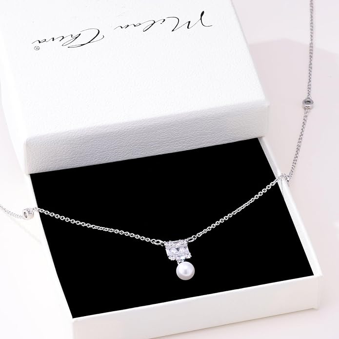 Milan Chiva Gold Pendant Necklace for Women 14K Dainty Cubic Zirconia GemStone Statement Chain Jewelry