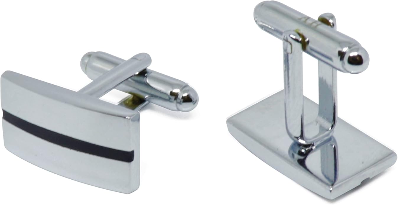 Anthony Harrison Men's Cufflinks Silver Black Cufflinks Premium Stainless Steel Jewelry Elegant and Classy Set Ideal for Wedding, Party, Ceremony
