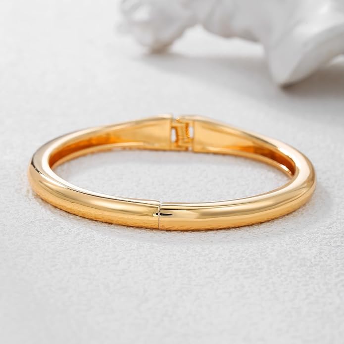 jokcde Chunky Gold/Silver Gold Cuff Bangle Bracelets for Women Trendy Hinged Cuff Open Wide Chunky Gold Bracelet Minimalist Bangle Jewelry Gift