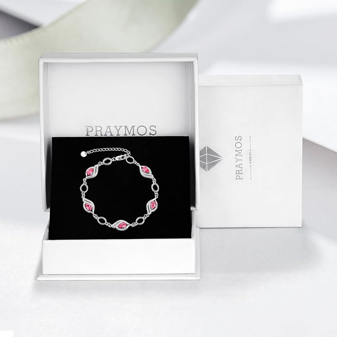 PRAYMOS Birthstone Bracelets for Women Mom Mother's Grandma Sterling Silver Women's Bracelets Birthstone Jewelry Gifts