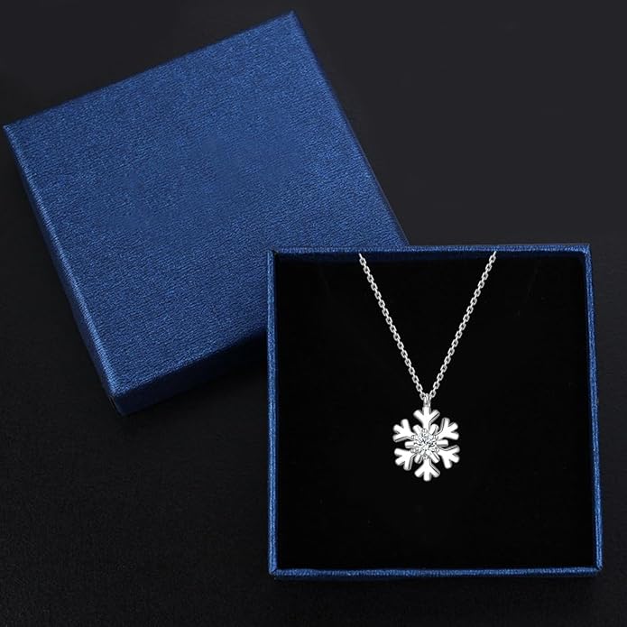 Small Snowflake Earrings Small Snowflake Necklace 925 Sterling Silver Hypoallergenic CZ Winter Party Chrismas Jewelry Gifts for Women