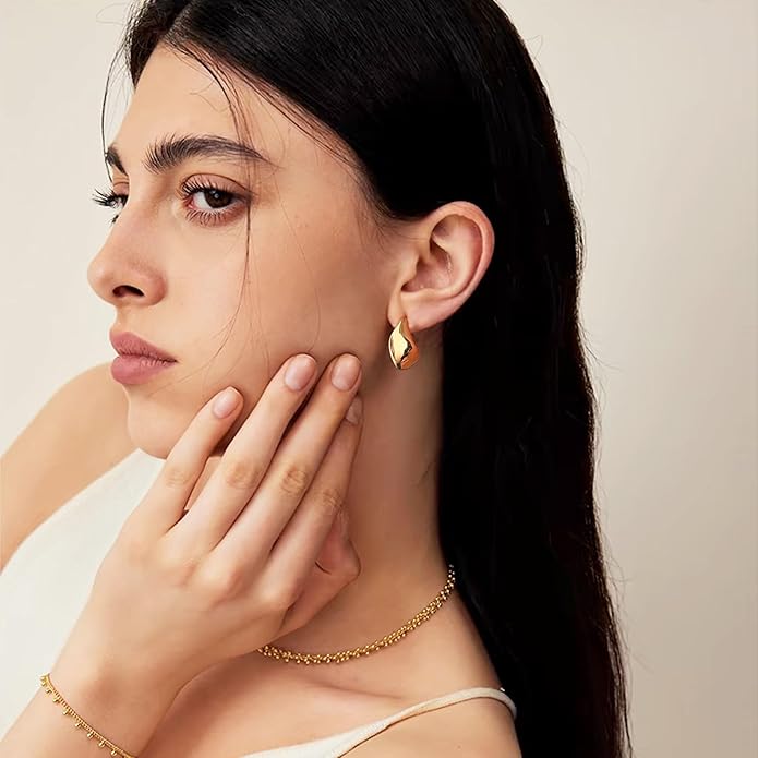 Statement Chunky Gold Earrings for Women Unique Square Stainless Steel Heaven Mayhem Button Stud Earrings Trendy Jewelry