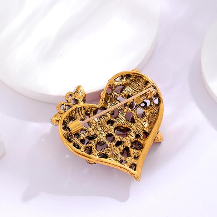 Rhinestone Heart Brooch for Women Sparkling Crystal Flower Brooch Pin Vintage Butterfly Brooches Clothing Wedding Birthday Party Christmas Jewelry Accessories