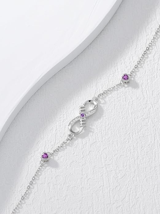 Dorunmo Infinity Bracelet Mom Bracelet 925 Sterling Silver 14K Gold Plated Infinity Heart Anklet for Women Christmas Jewelry Gifts for Wife Mom Daughter