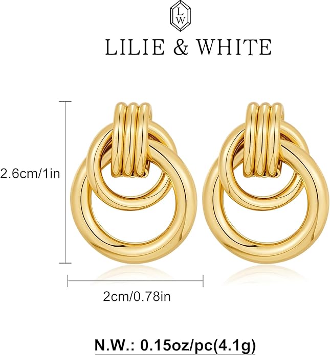 LILIE&WHITE Gold Chain Dangle Earrings - Women's Hypoallergenic Fashion Gift Earrings