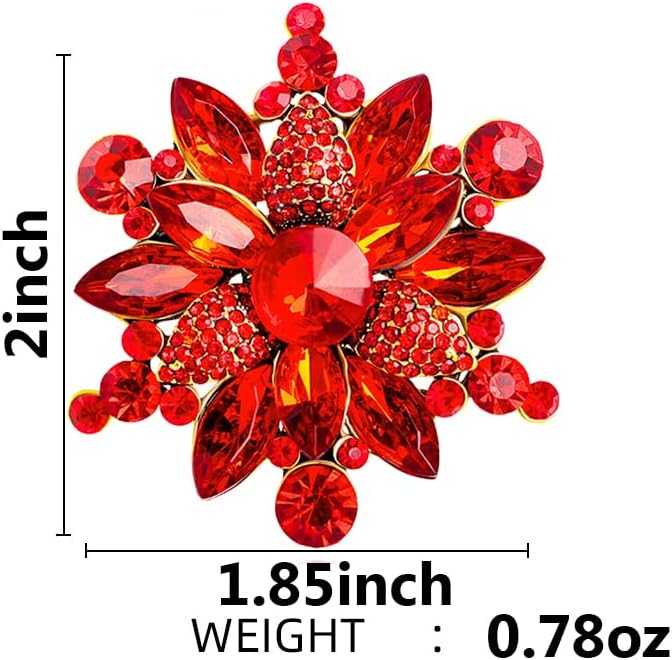 Rhinestone Flower Brooch Pin for Women Red Black Purple Flower Broochs Pin Hat Christmas Brooch Jewelry