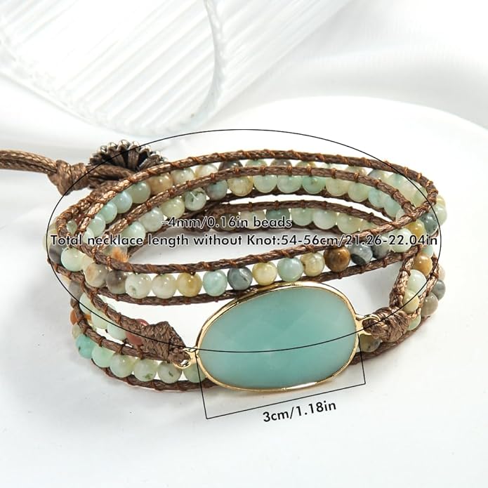 ZOSOJONA Boho Wrap Bead Bracelet for Women - Handmade Adjustable Natural Stone Beaded Bracelets Rope Yoga Healing Bracelet Bangle Hippie Jewelry