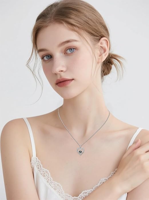 KANNSOAR Tahitian Black Pearl AAAA 18K White Gold Plated Sterling Silver Heart Pendant Necklace for Women Wife Mom Girlfriend Valentine Her Jewelry Gift for Anniversary Birthday Christmas