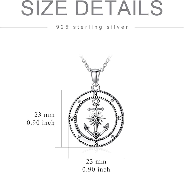MEIDERBO Anchor Necklace for Men Women 925 Sterling Silver Earth/Swordfish/Trident/Compass Pendant Nautical Jewelry for Birthday Christmas