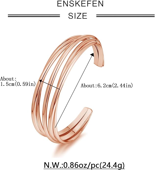 Gold Cuff Bracelet for Women Chunky Multi-layer Cross Wire Open Bracelet Hollow Wide Cuff Bracelets Adjustable Gold Open Cuff Bangle Bracelet