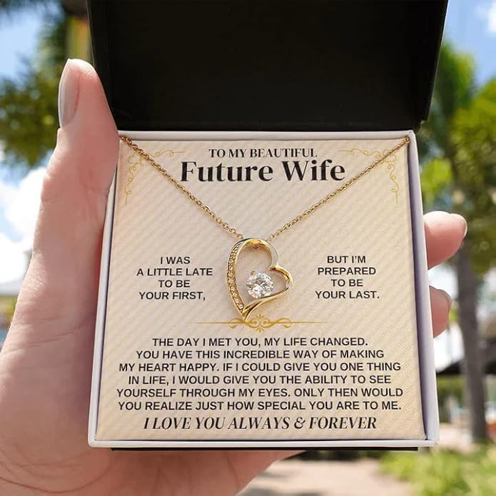 To My Future Wife Necklace - Promise Necklace For Her, Fiance Gifts For Her, Birthday Gifts For Future Wife With Message Card, To My Soulmate Necklace For Women Women Romantic Jewelry With Message Card, Gift Box