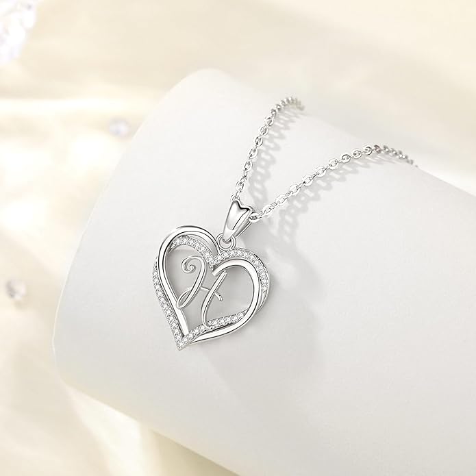 INFUSEU Unique Initial Necklaces for Women Girls Small Heart Letter Jewelry, Meaningful Personalized Gifts