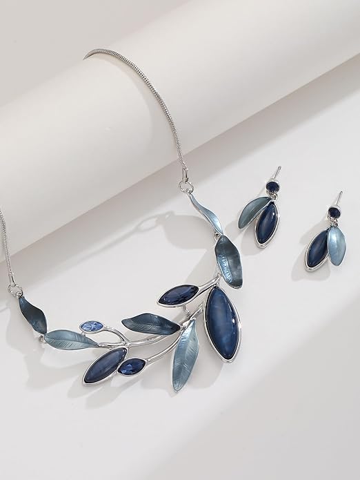 Vintage Chunky Statement Jewelry Set Retro Leaf Floral Geometric Bohemian Boho Bib Necklace Earring Set Fashion Costume Jewelry for Women Girls Wedding Party Prom Unique Gift