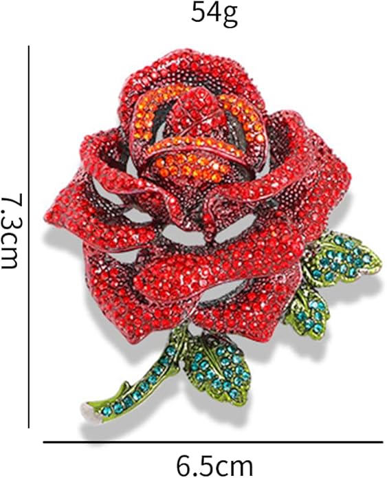 Elegant Rhinestone Rose Flower Brooch for Women Men Vintage Crystal Floral Lapel Pins Elegant Dress Boutonniere Corsage for Hat Bag Suit Tie Gift Wedding Holiday Accessories Jewelry
