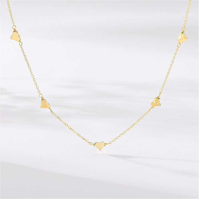 Yoosteel Dainty Gold-plated Clover Pearl Heart Butterfly Star flower Choker Necklace for Women - 14K Gold Plated Cubic Zirconia Pendant Station Necklaces for Women Teens Trendy Prom Jewelry Gifts