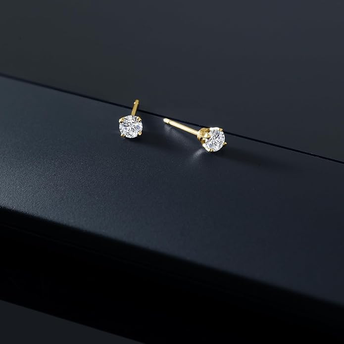 Gem Stone King 0.20 to 6 Cttw 14K Gold Lab Grown Diamond Stud Earrings | Gold Earrings For Women Men | E-F Color | VS1-VS2 Clarity