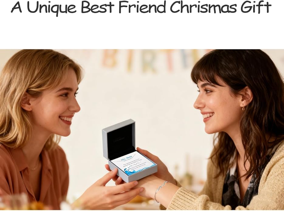 Gift for Best Friends Female,Wave Friendship Bracelet for Women,Bestie Gifts for Women,925 Sterling Silver Bracelet Gifts for Friends Birthday Gift Graduation Gift