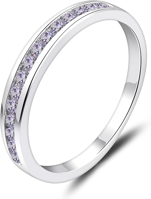 YL Stackable Rings 925 Sterling Silver Halo Birthstone Eternity Bands Jewelry for Women