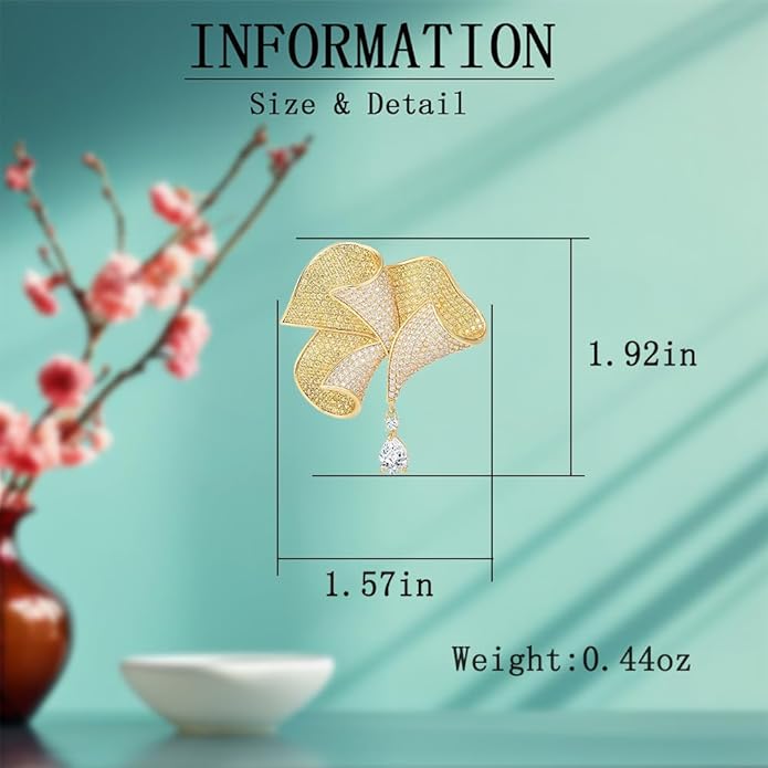 Flower Brooch Pin - Rhinestone Flower Pin 18k Gold Plated - Thanksgiving Day, Birthday, Wedding Gifts for Mom, Wife