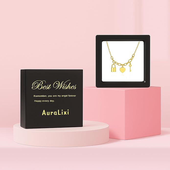 AuraLixi 18K Gold Plated Adjustable Chain Necklace for Women, Mixed Chain Gold Pendant Necklaces, Trendy Fashion Jewelry Gift for Girlfriend, Anniversary & Birthday