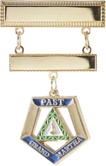 OES Eastern Star Engraved Jewel Nickel or 24K Gold Plated Brooch with choice of charm dangle
