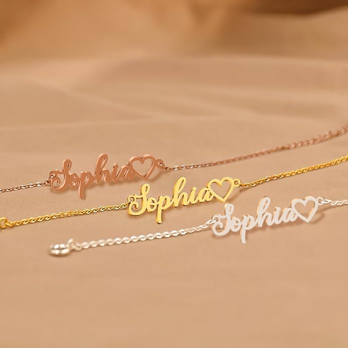 Custom Bracelet with Name 18K Gold Plated Personalized Name Ankle Bracelet Adjustable, Customized Beach Jewelry Gifts for Women Girlfriend