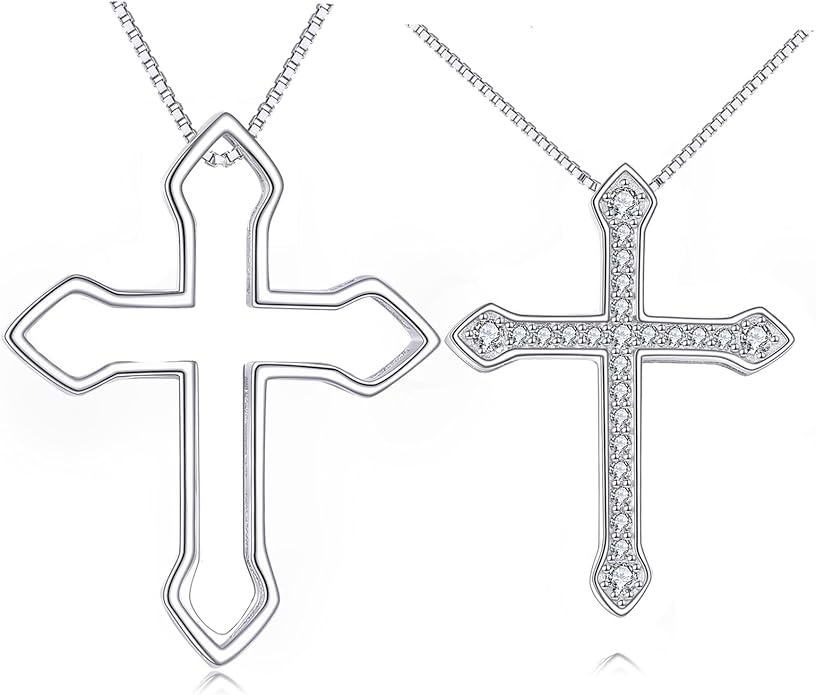 JBAERD Couples BFF Matching Necklaces 925 Sterling Silver Cross/Yin Yang/Sun Moon/Mountain Wave Pendant Necklace Anniversary Birthday Gifts