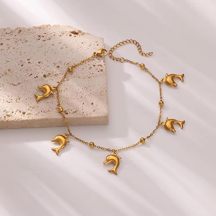 Lit Wall Gold Anklets for Women 18K Gold Plated Adjustable Summer Simple Foot Jewelry Ankle Bracelet for Women