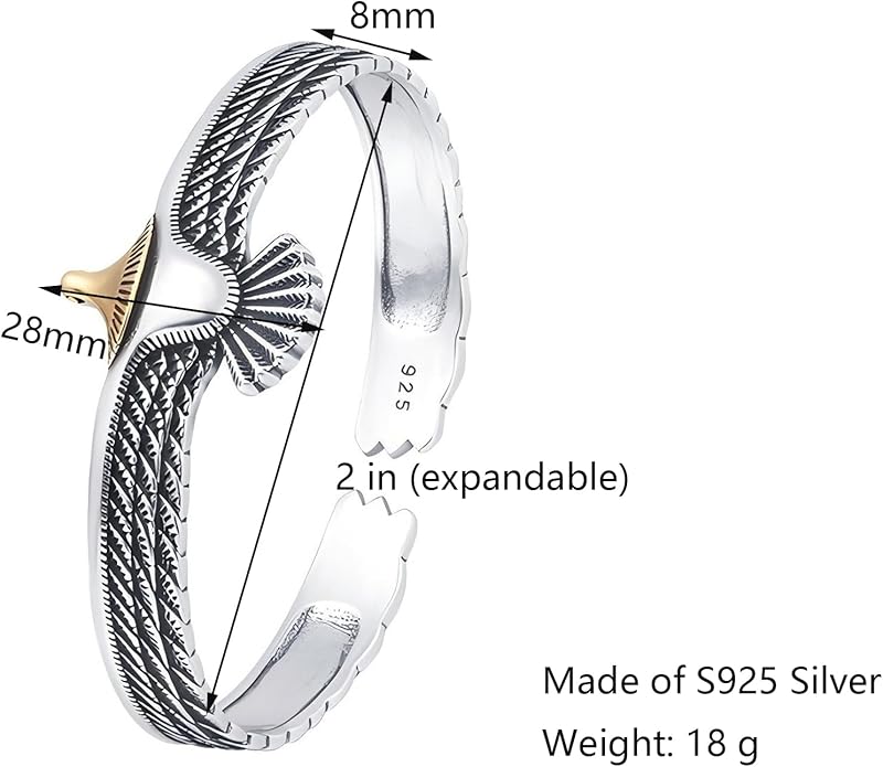 Kim Carrey S925 Sterling Silver Bracelet, Open Bangle Cuff Design, Men's Stacked Bracelets Gift Jewelry for My Man
