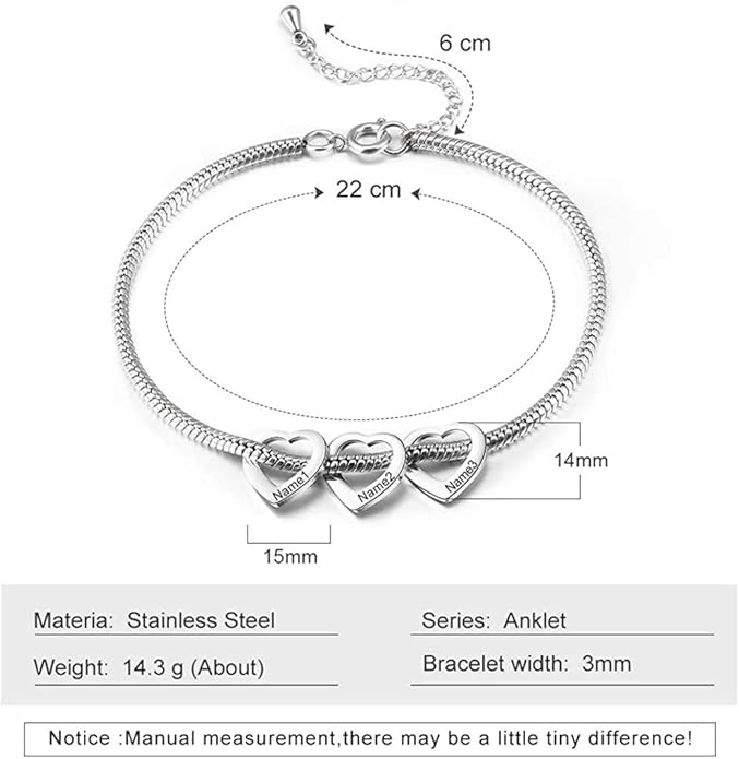 Personalized Anklets for Women Adjustable Silver Gold Anklets with Heart Name Initial Ankle Bracelets for Women Jewelry Gifts for Mom Her