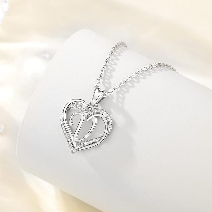 INFUSEU Unique Initial Necklaces for Women Girls Small Heart Letter Jewelry, Meaningful Personalized Gifts