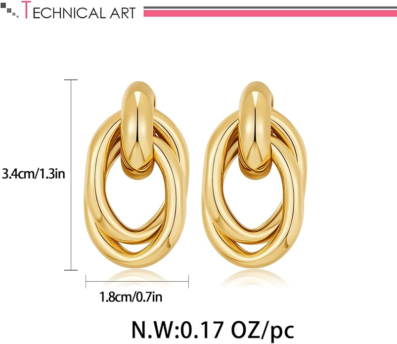 LILIE&WHITE Gold Chain Dangle Earrings - Women's Hypoallergenic Fashion Gift Earrings