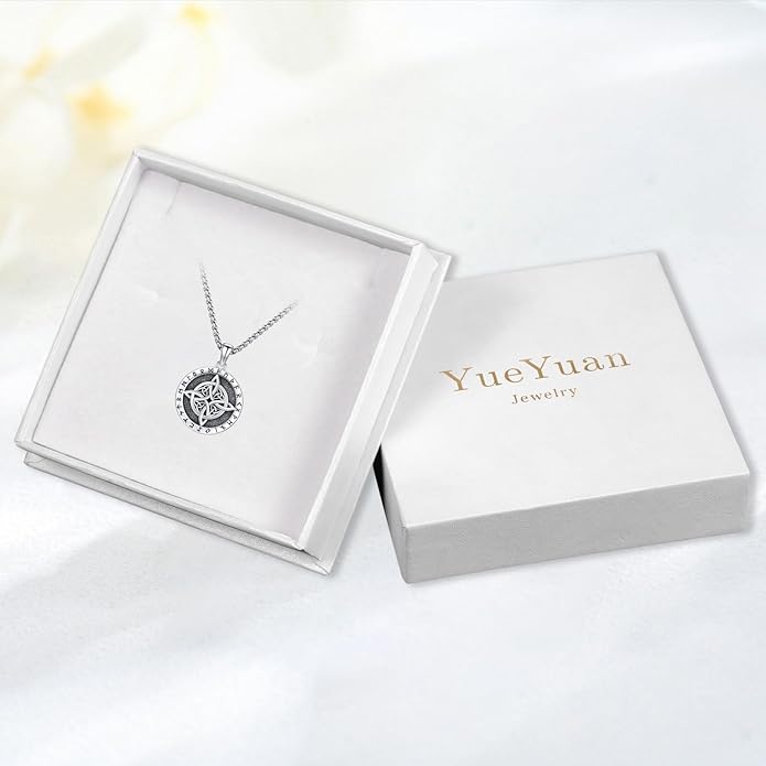 YueYuan Viking Necklace for Men 925 Sterling Silver Rune Amulet Pendant Nordic Necklace Viking Jewelry Gift for Father Husband Son