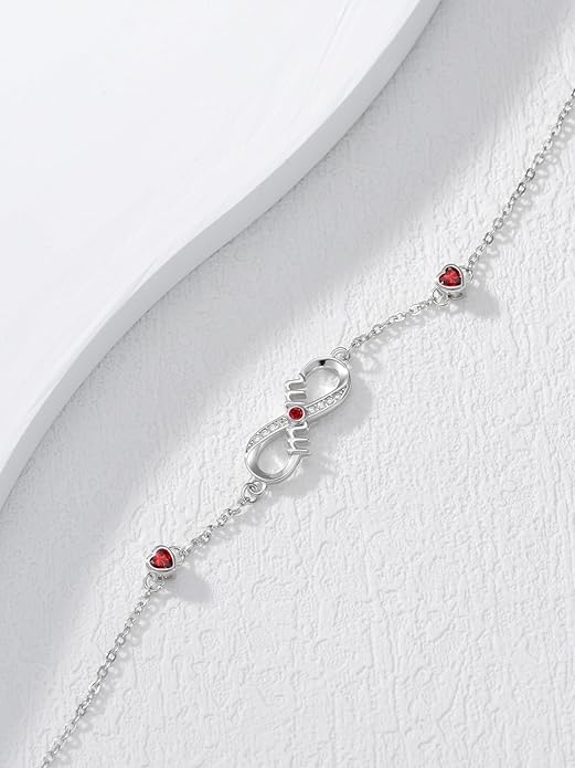 Dorunmo Infinity Bracelet Mom Bracelet 925 Sterling Silver 14K Gold Plated Infinity Heart Anklet for Women Christmas Jewelry Gifts for Wife Mom Daughter