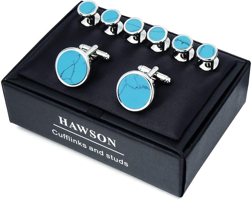 HAWSON Fashion Mother-of-Pearl Tuxedo Shirt Button and Cufflink Set, Specially Designed for Wedding Business